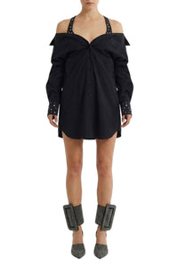 Robe chemise à épaules dénudées - Black