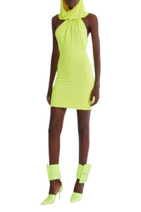 Robe mini à capuche à cristaux - Yellow