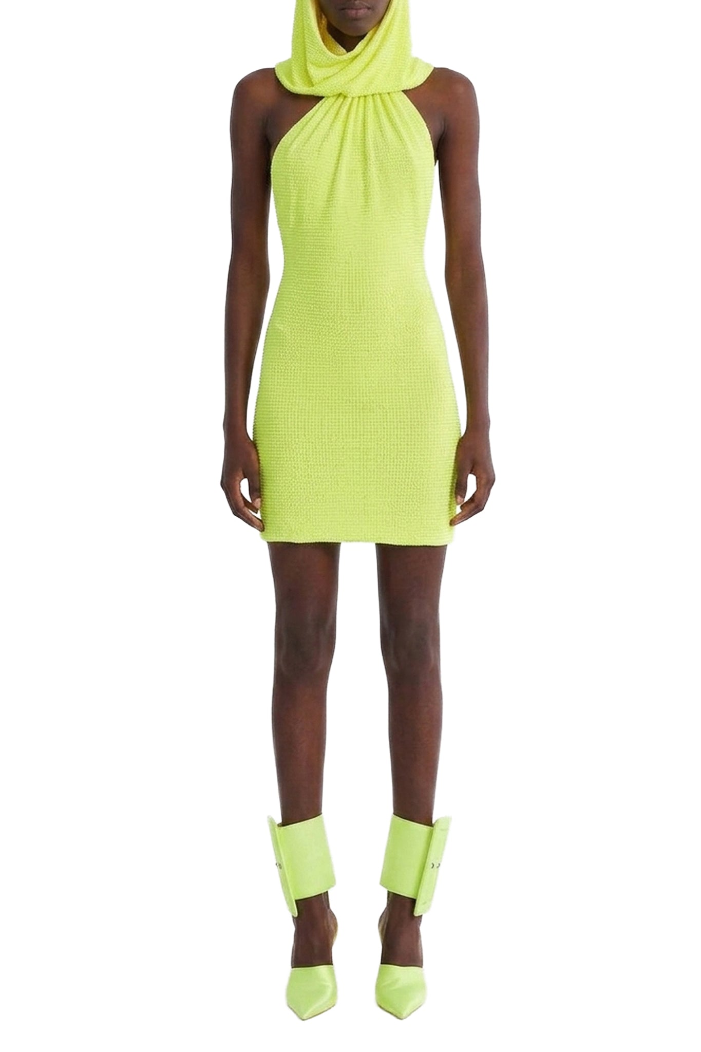 Robe mini à capuche à cristaux - Yellow