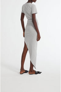 Robe longue asymétrique avec découpes & nœuds - Grey