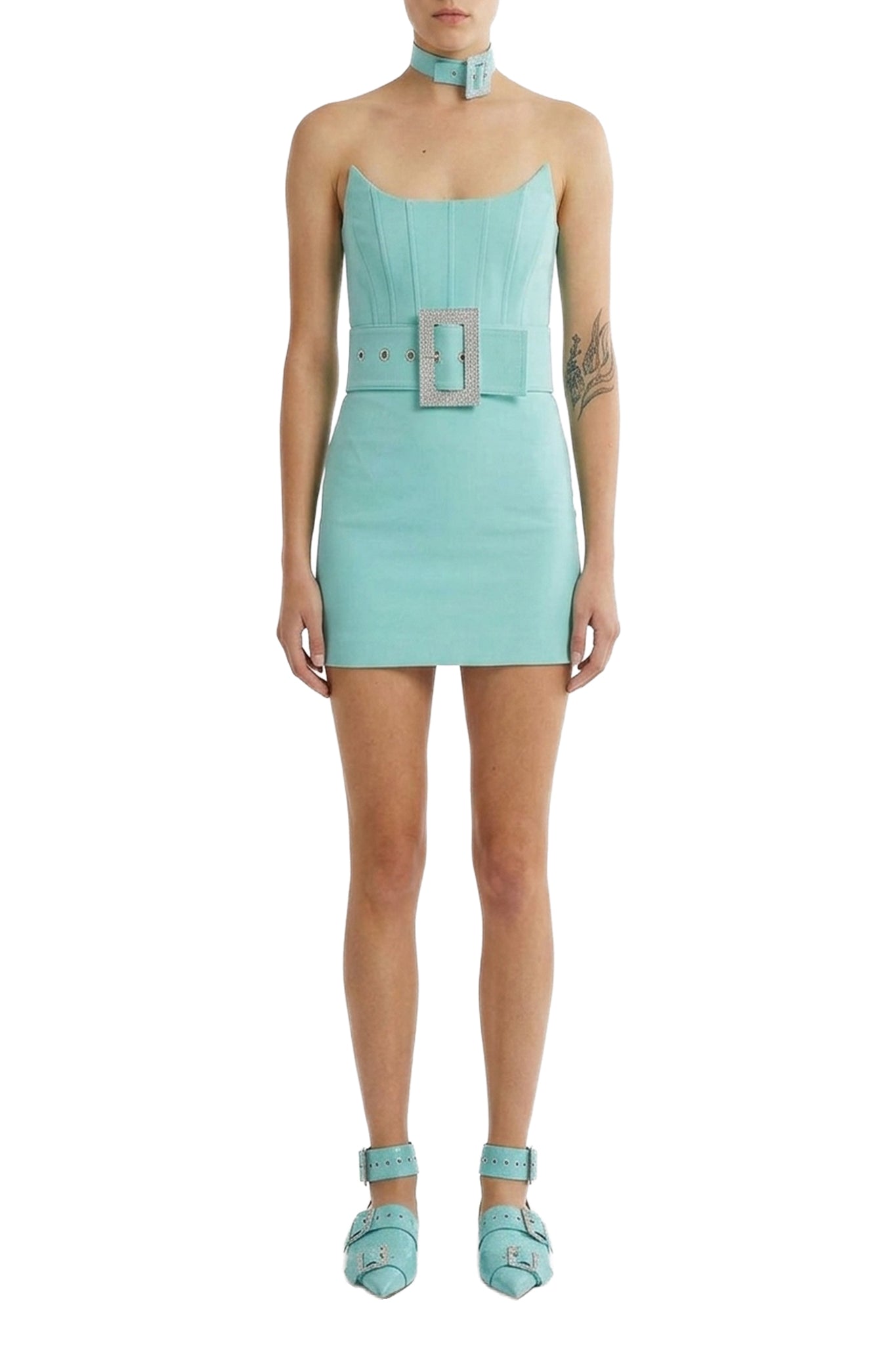 Robe bustier à ceinture - Aquamarine