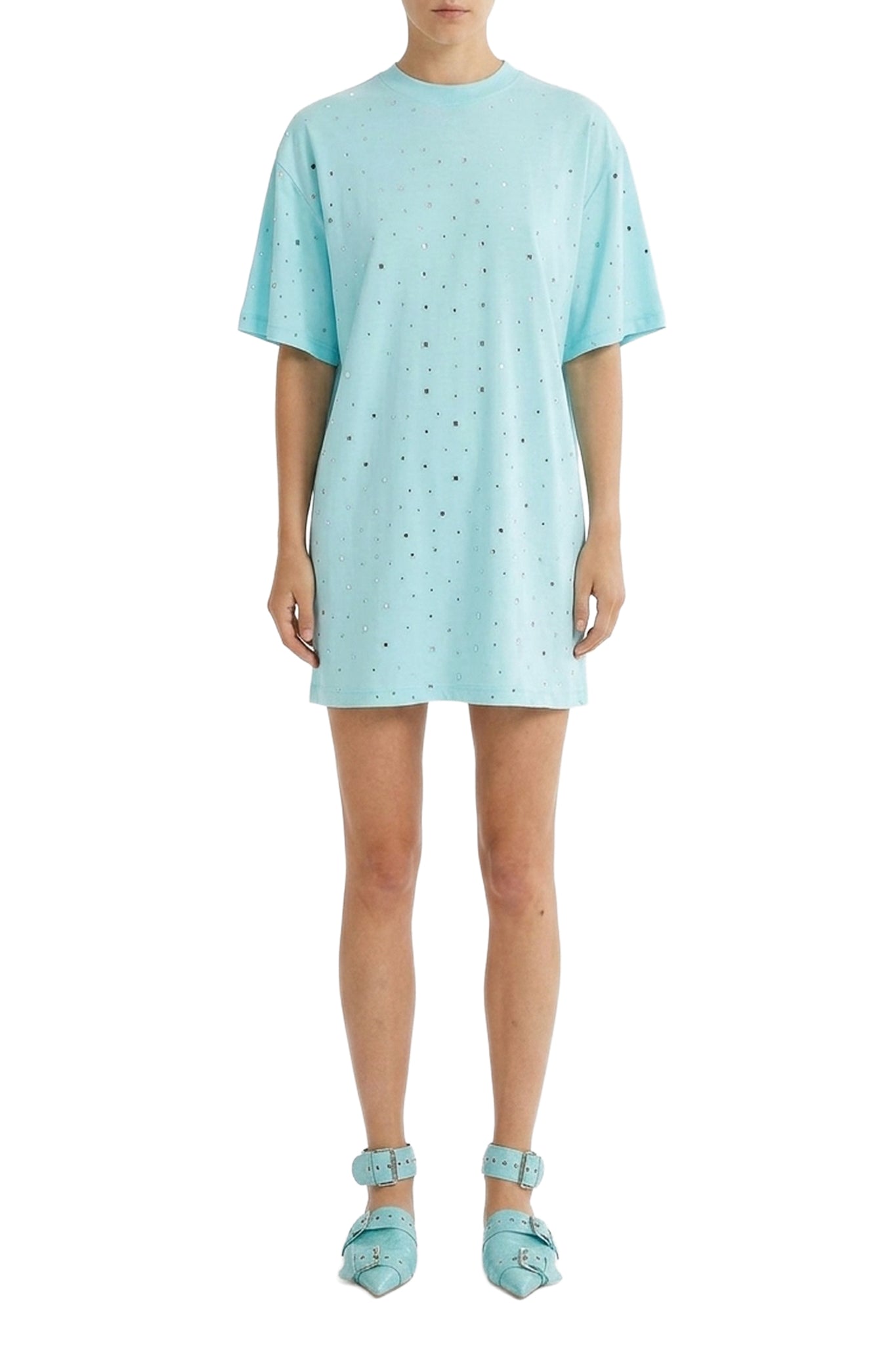Robe t-shirt à strass - Turquoise