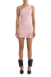Robe courte asymétrique à boucle strassée - Light Pink
