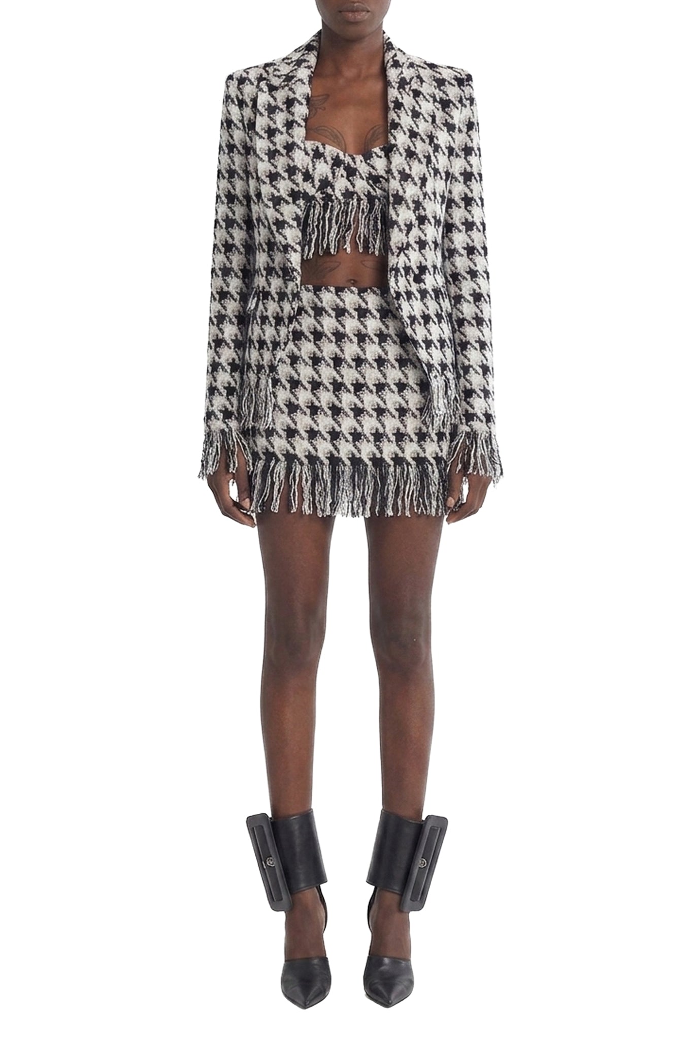 Blazer à motif pied-de-poule - White & Black