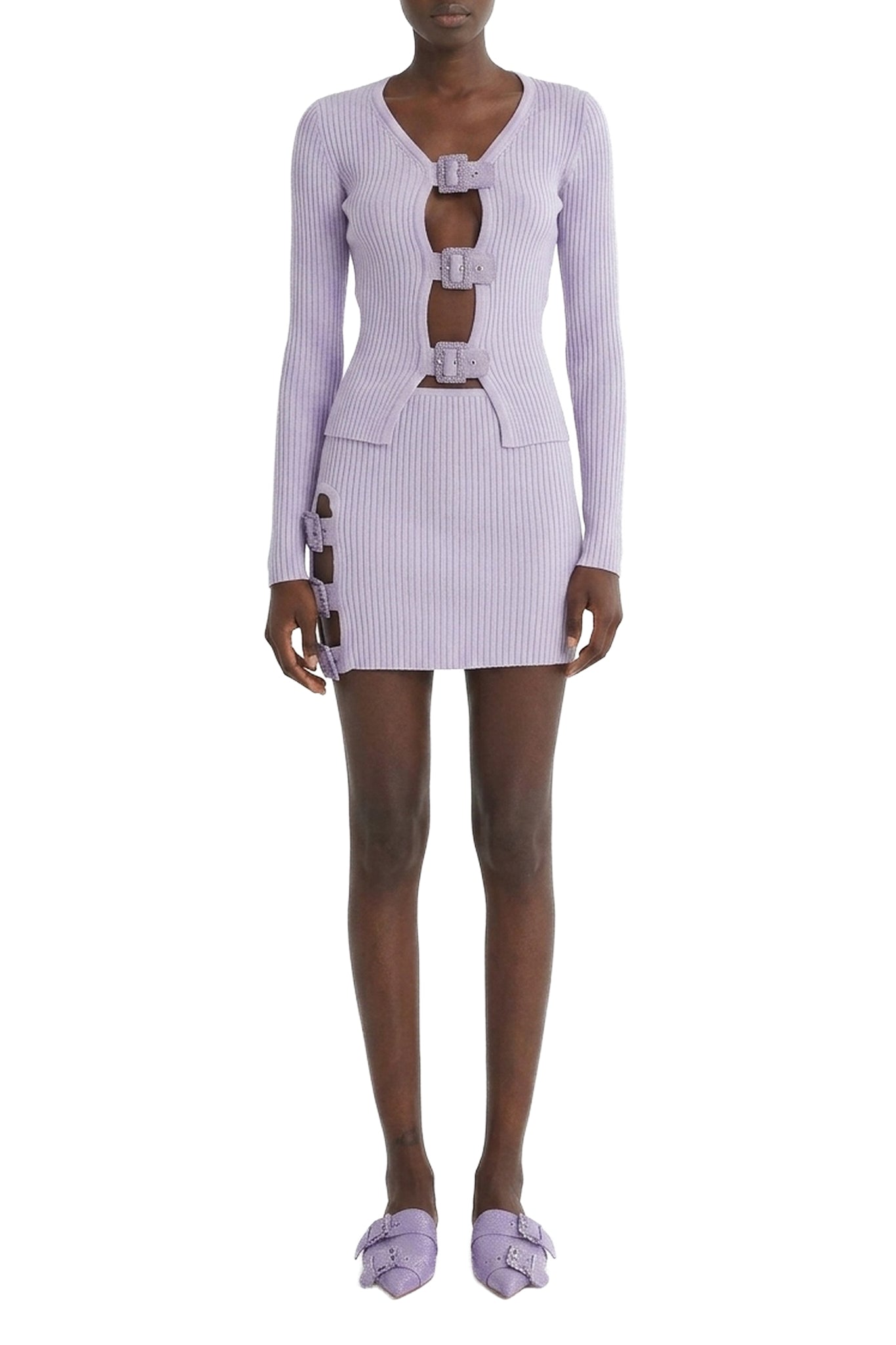 Cardigan côtelé à boucles - Violet