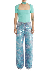 Top à col choker - Turquoise