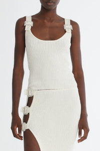 Top à bretelles larges avec boucles - White Milk