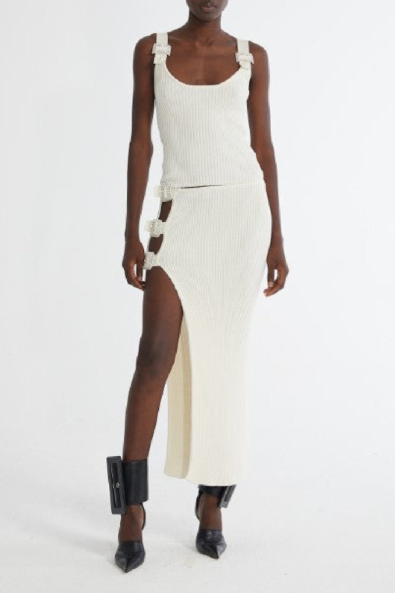 Top à bretelles larges avec boucles - White Milk