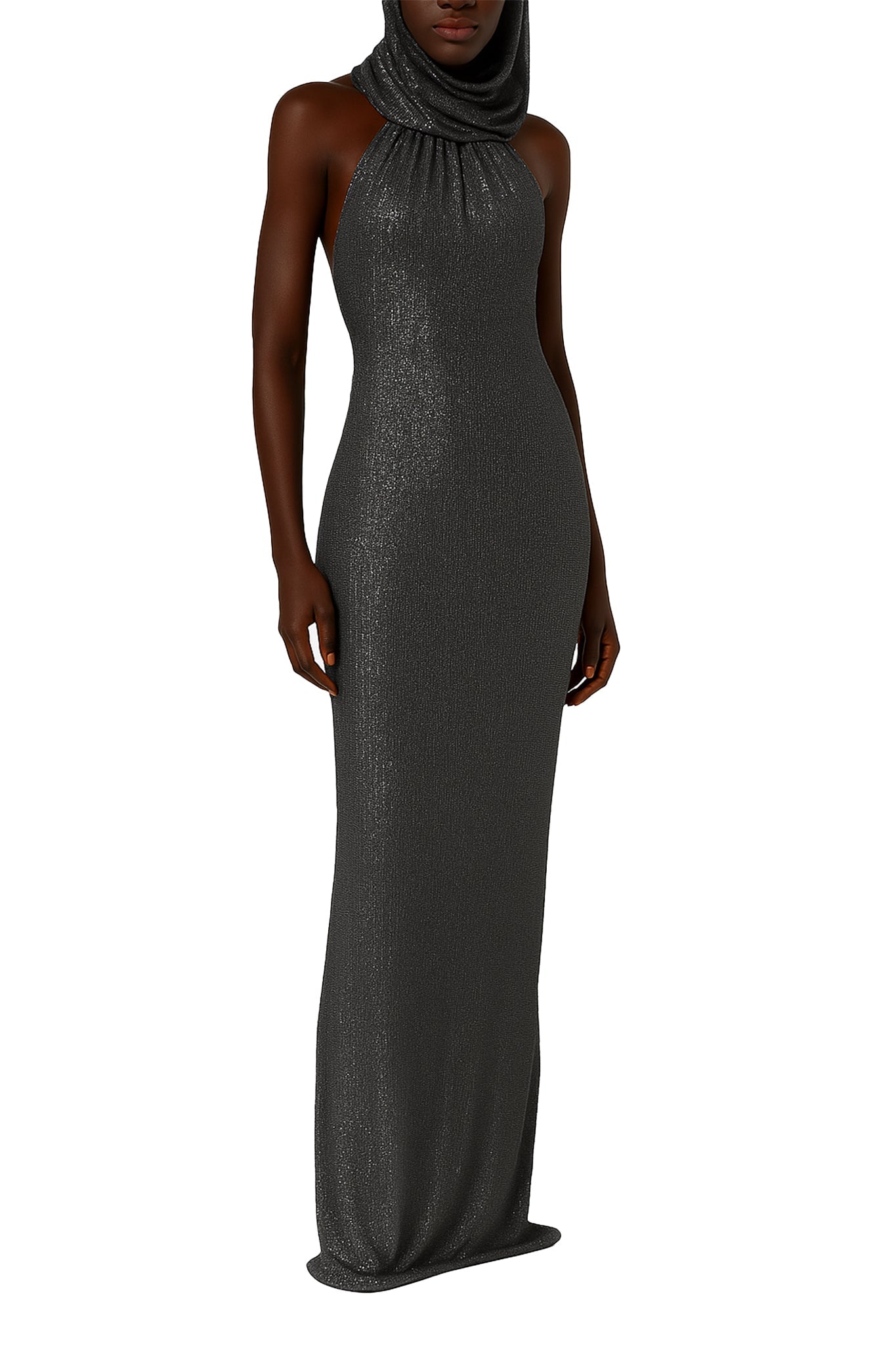Robe longue avec foulard - Black