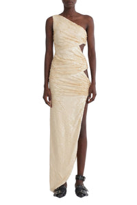 Robe longue asymétrique drapée - Beige