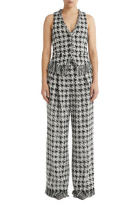 Pantalon imprimé pied-de-poule - White & Black