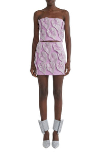 Jupe courte ornée de fleurs 3D - Lilac Pink