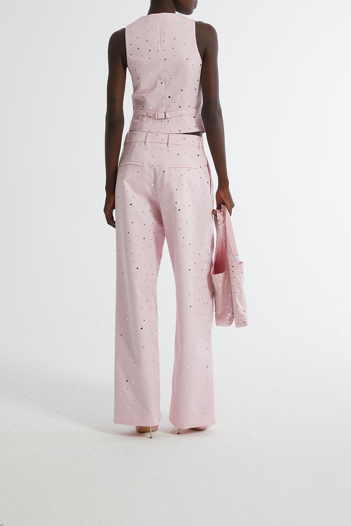 Veste tailleur ornée d'empiècements miroir - Pink