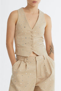 Gilet à détails miroir - Beige
