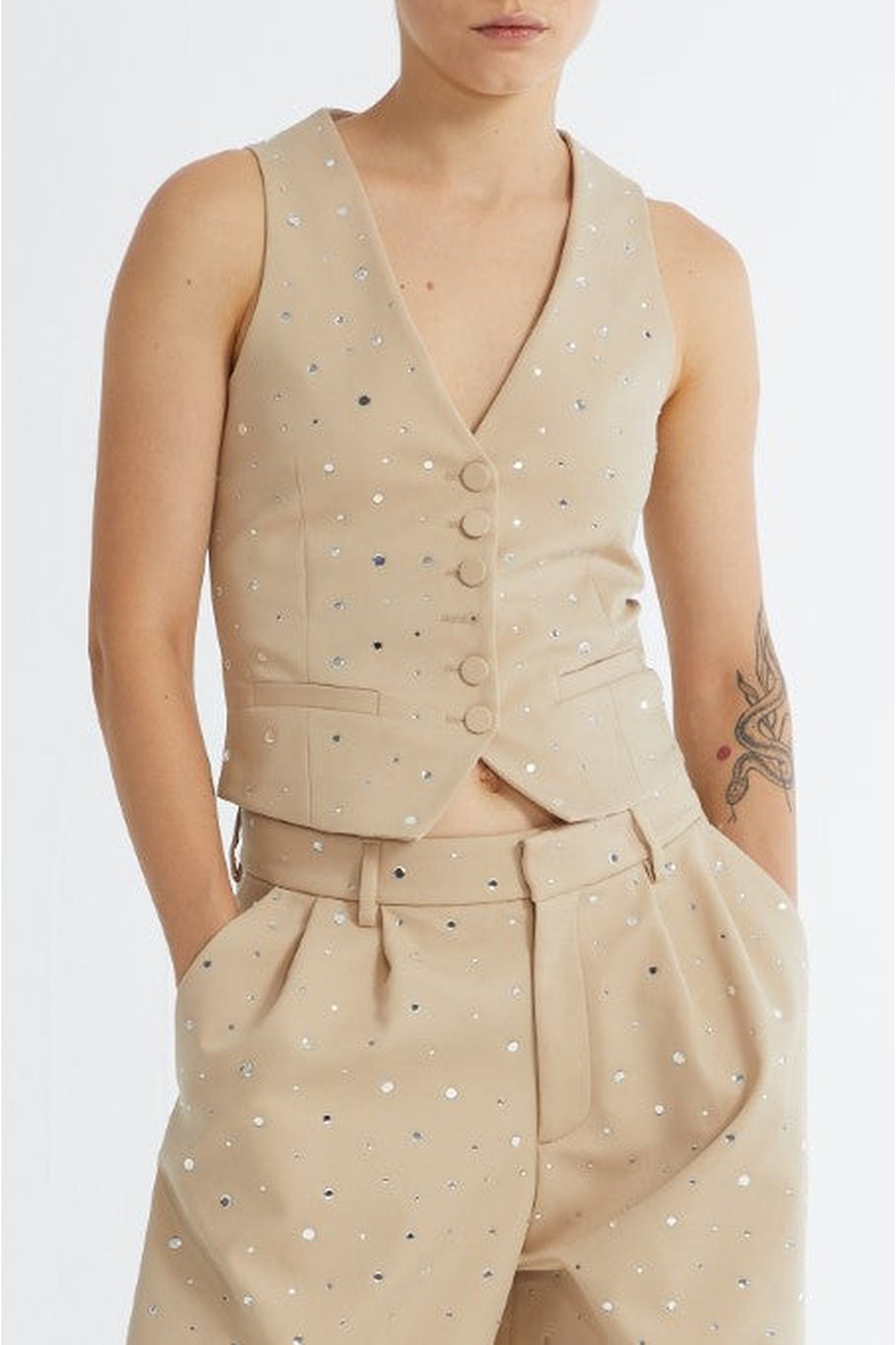 Gilet à détails miroir - Beige
