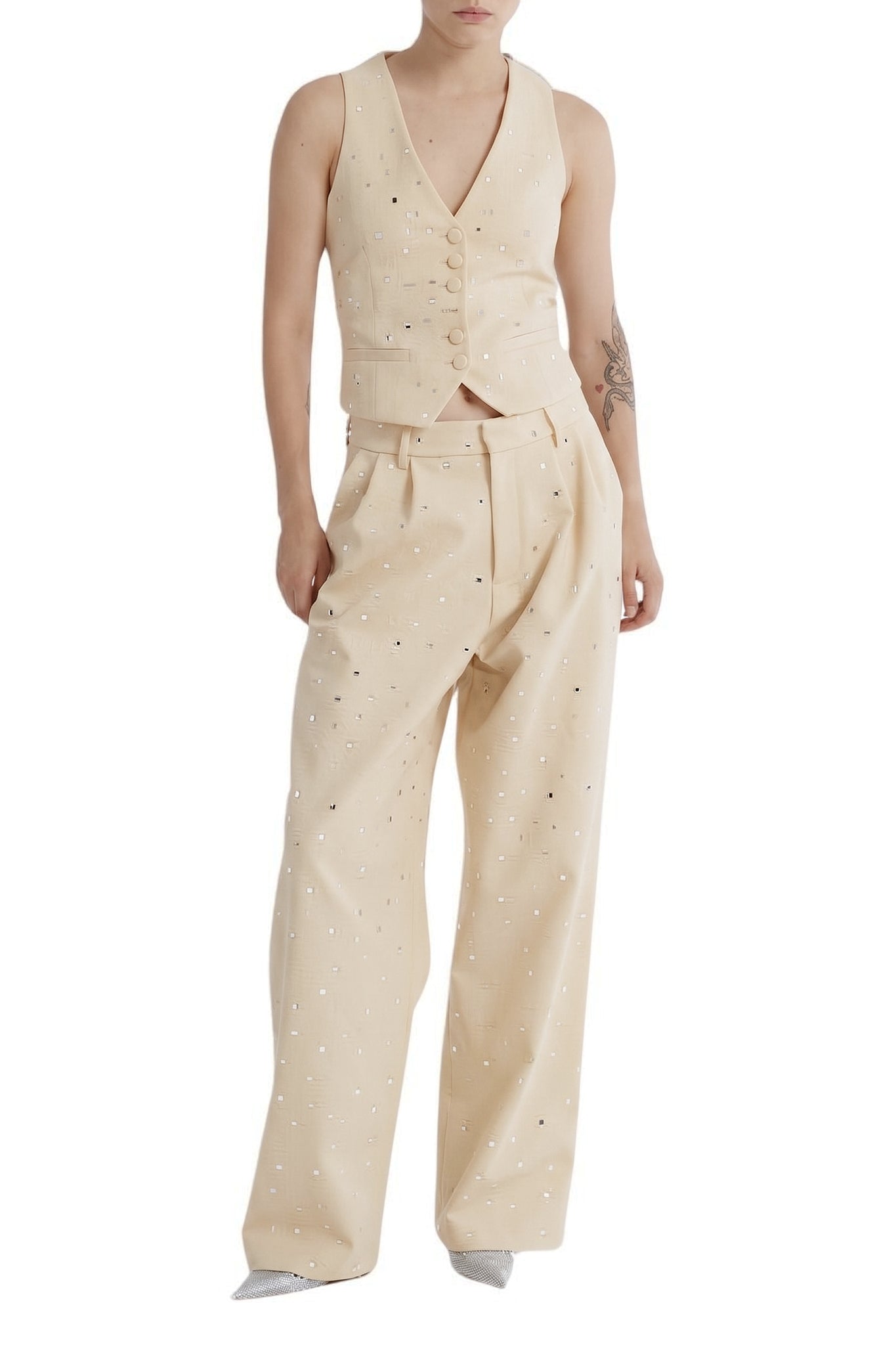 RECOLO CREAM // Gilet à détails miroir - Cream