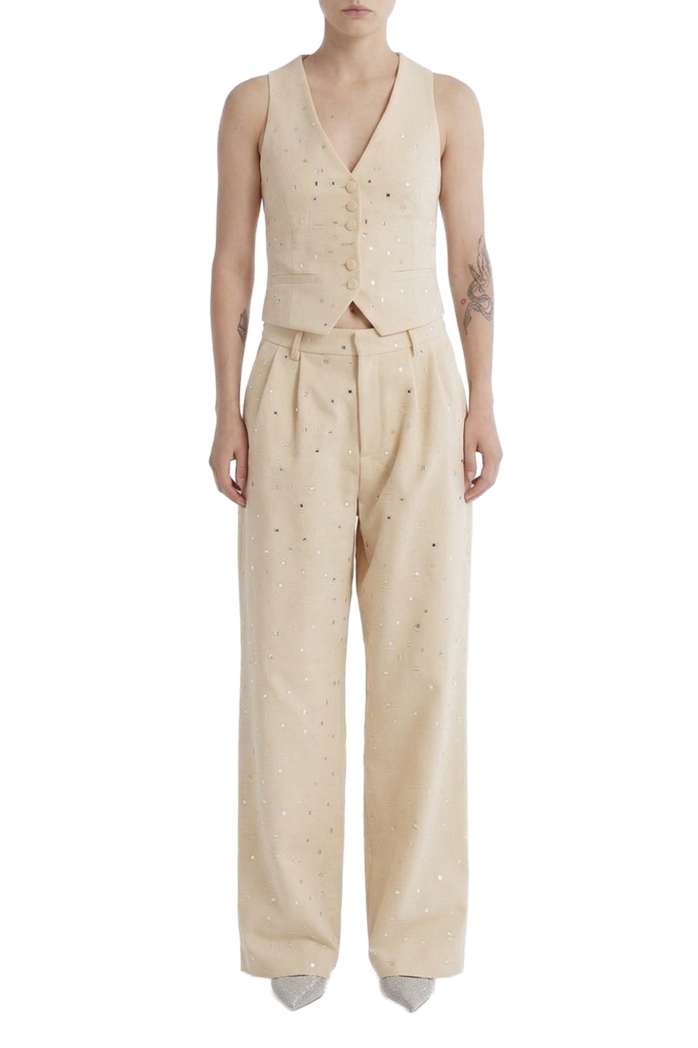 Gilet à détails miroir - Cream