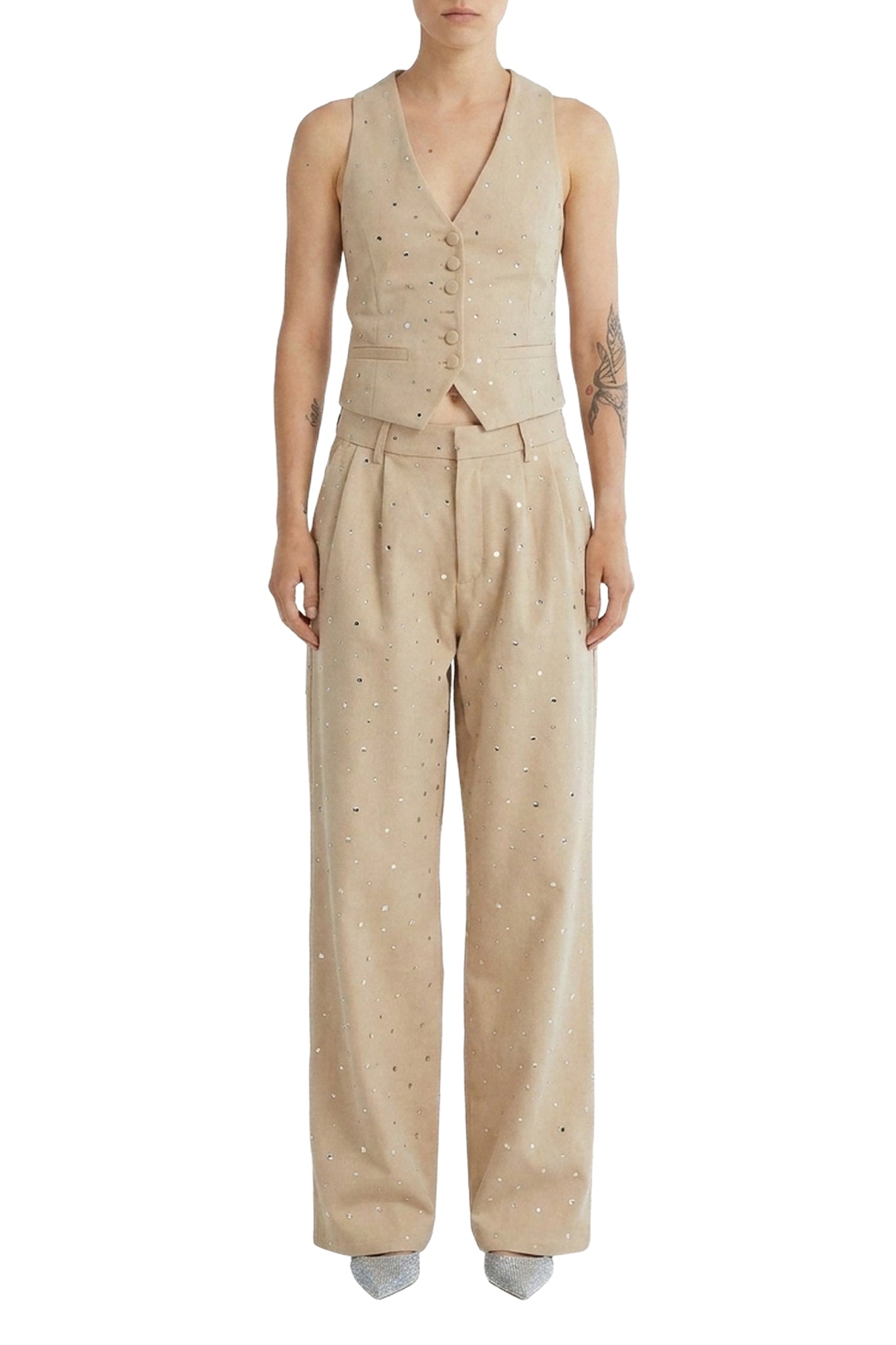 Gilet à détails miroir - Beige