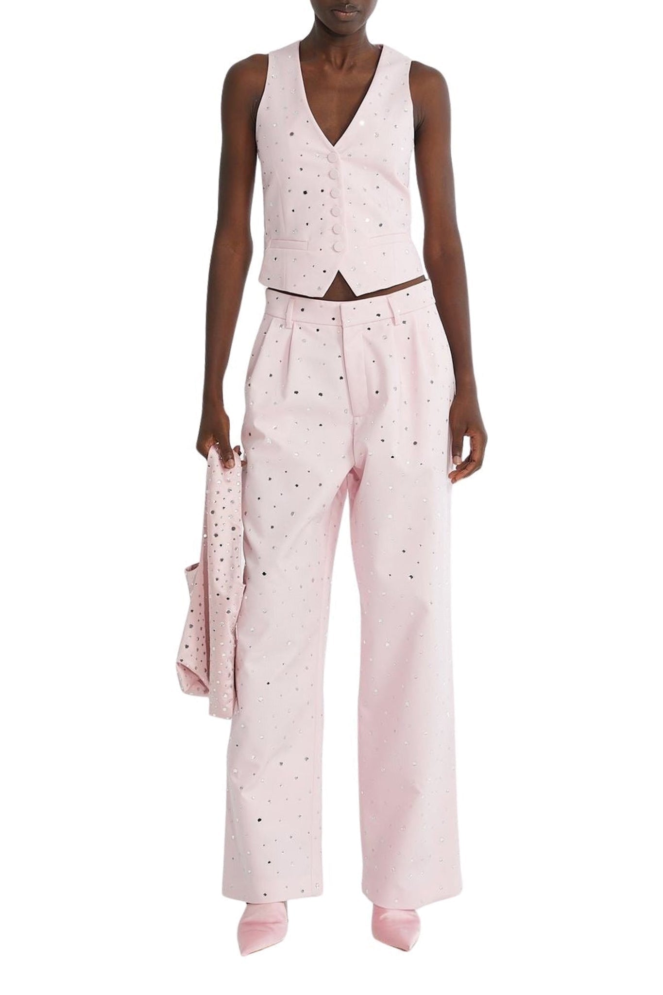 Veste tailleur ornée d'empiècements miroir - Pink