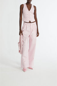 Veste tailleur ornée d'empiècements miroir - Pink