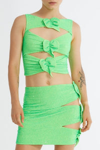 Top cut-out à cristaux - Green