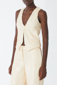 Veste tailleur ornée de sequins - Beige
