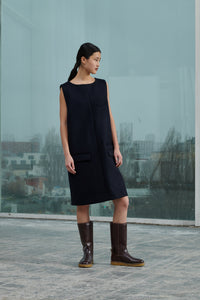 NAVY _ Robe Veronique en laine - Navy