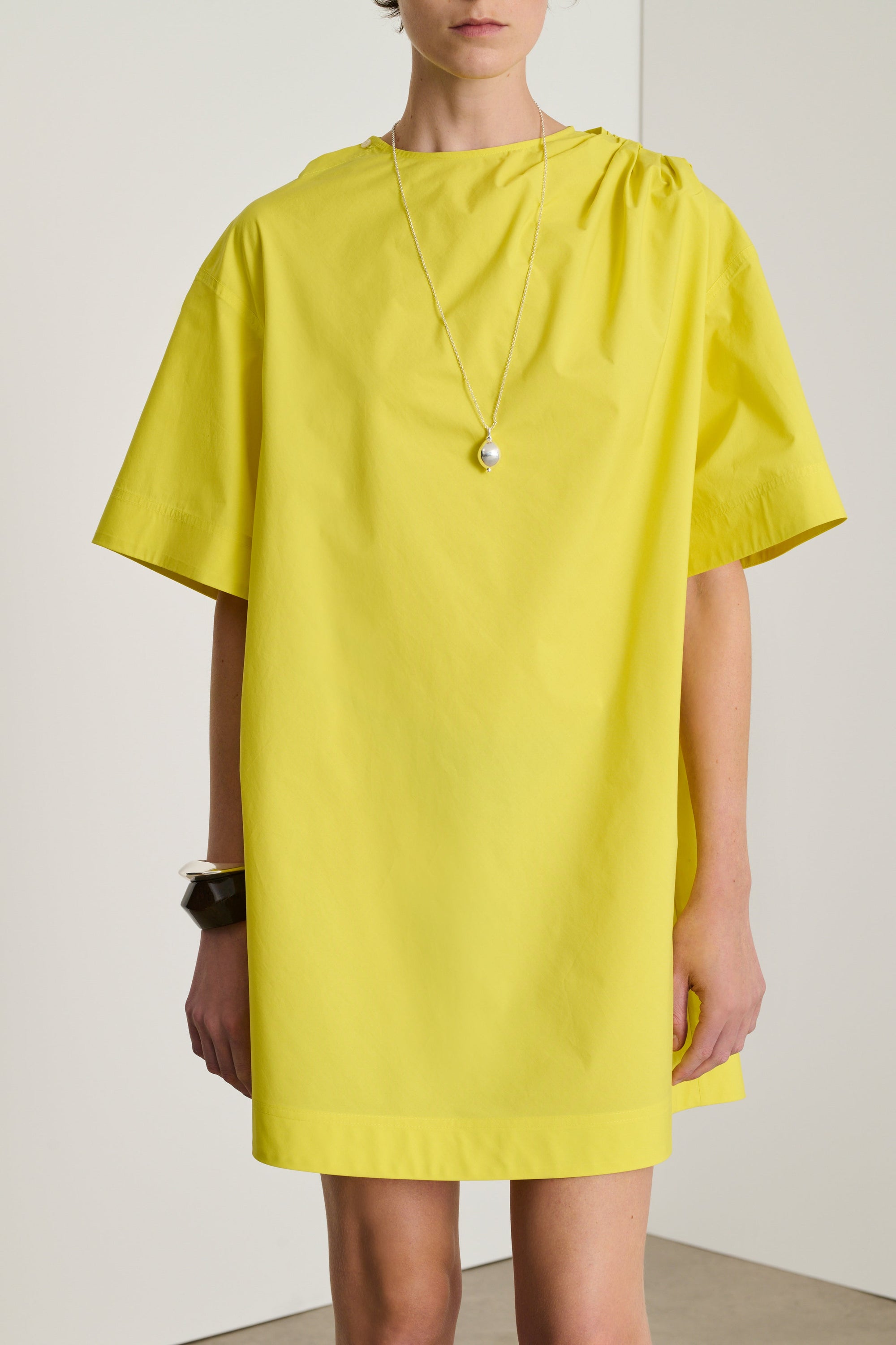 Delight cotton short dress - Lemon yellow