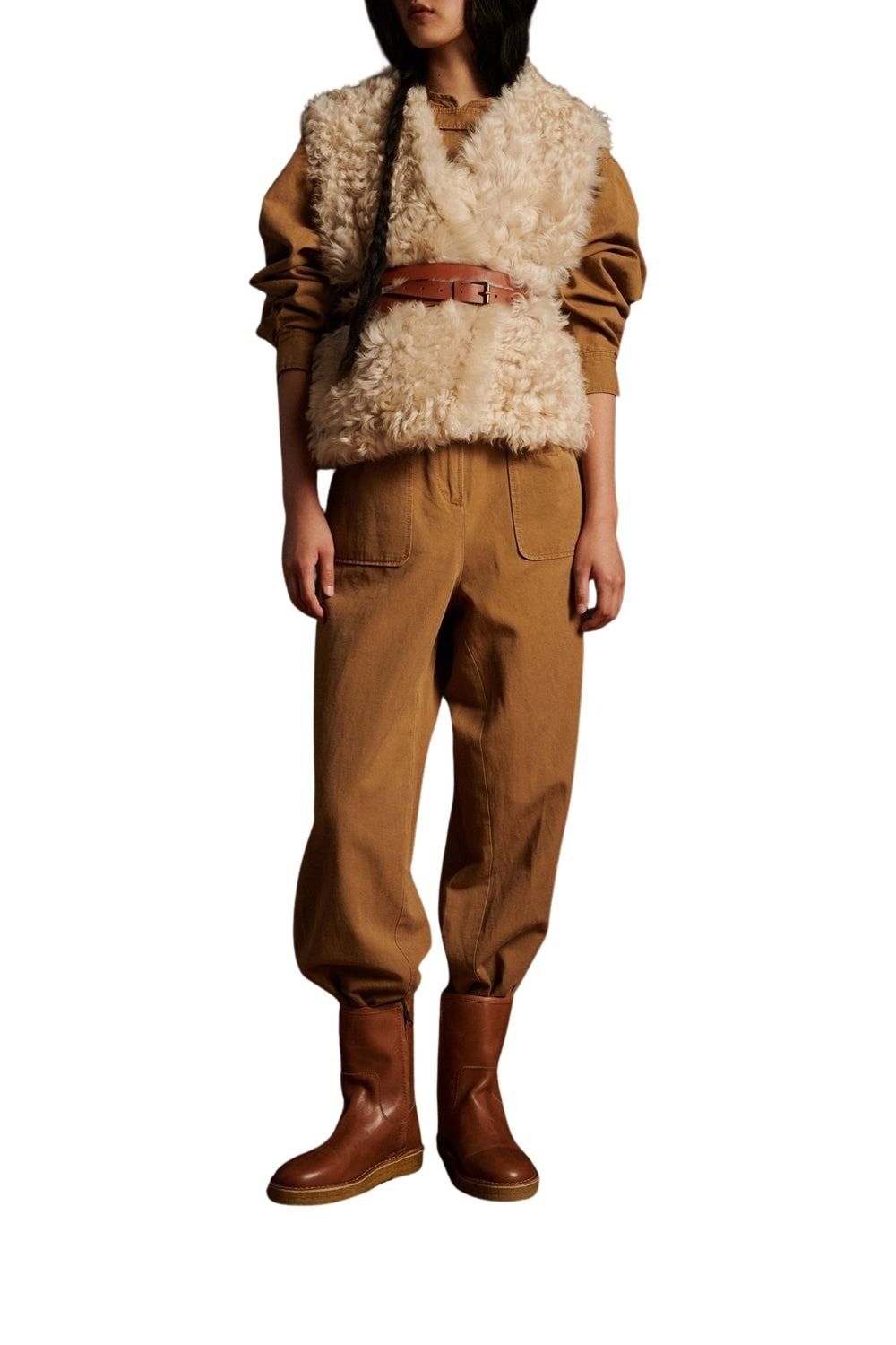 Pavane long-sleeved cotton jumpsuit - Hazelnut