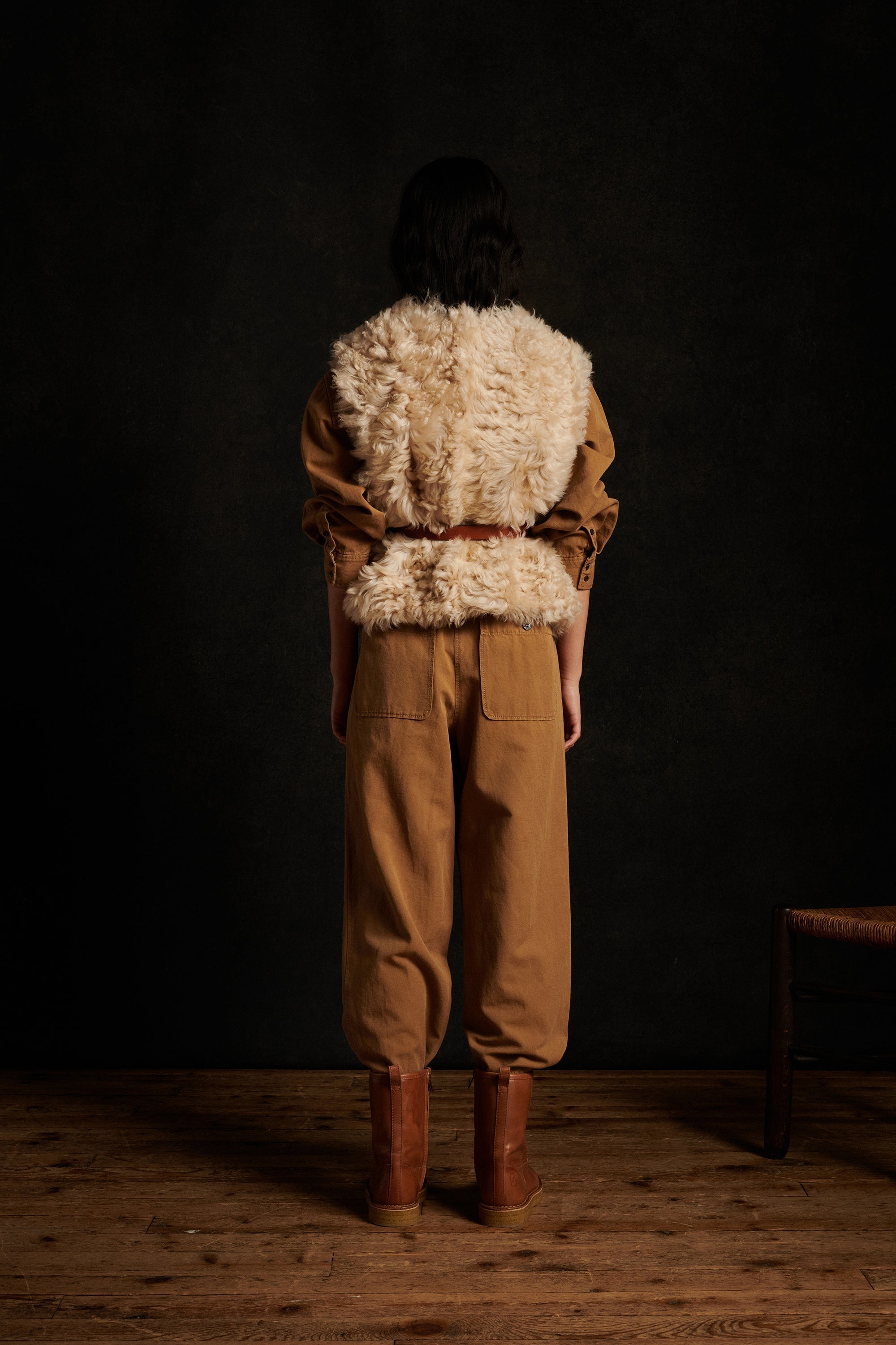 Pavane long-sleeved cotton jumpsuit - Hazelnut