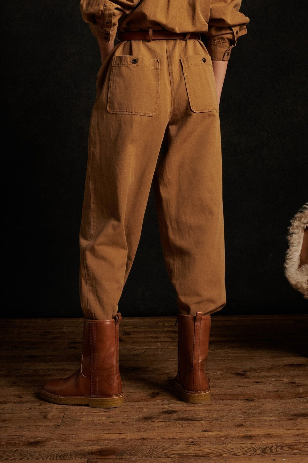 Pavane long-sleeved cotton jumpsuit - Hazelnut