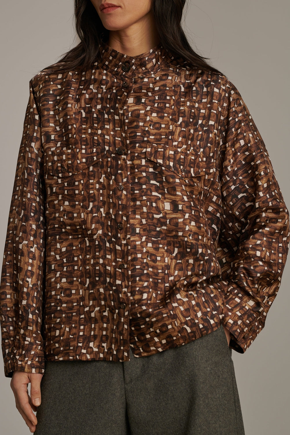 CHARBON/ECRU BLOUSE BLOSSOM