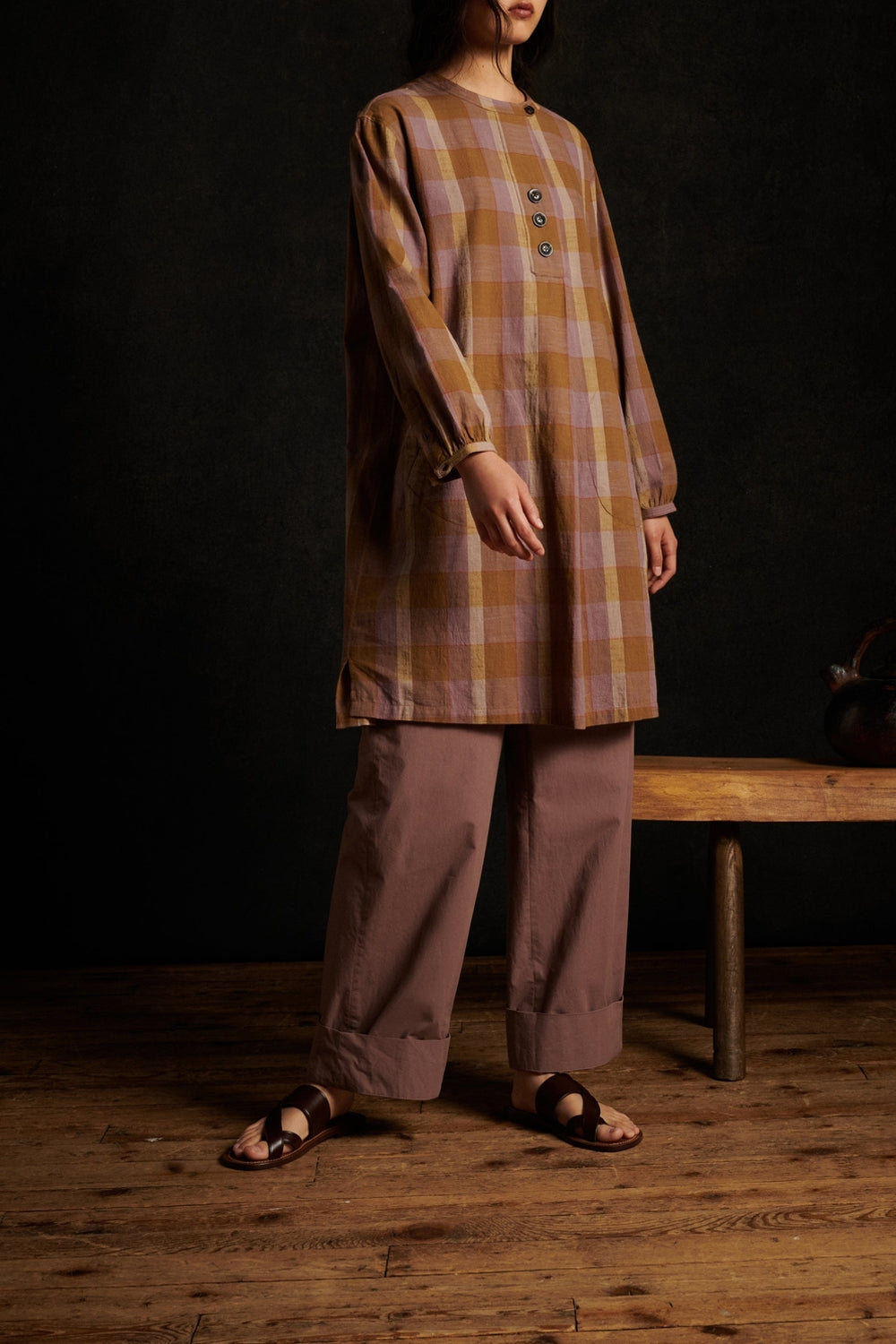 PARME/BEIGE ROBE CHAINE & TRAME ONAGRE