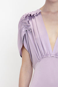 V-Neck Ruffle Midi Dress - Petunia