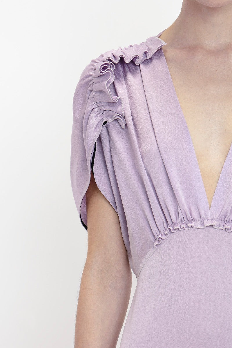 V-Neck Ruffle Midi Dress - Petunia