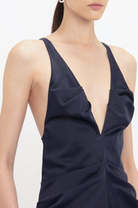 Gathered Racer Back Dress - Ink Blue
