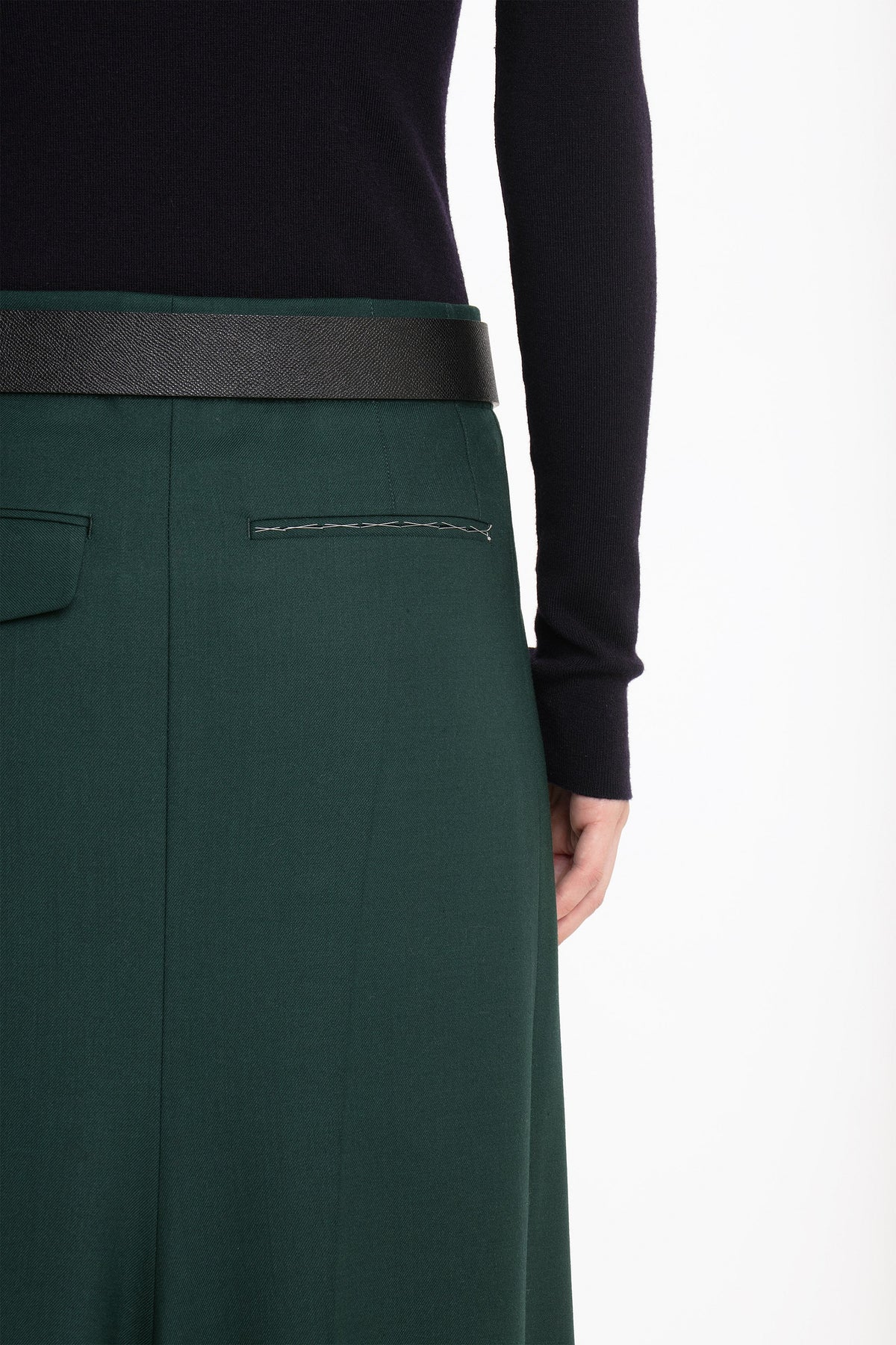 Long Asymmetric Tailored Skirt - Seaweed