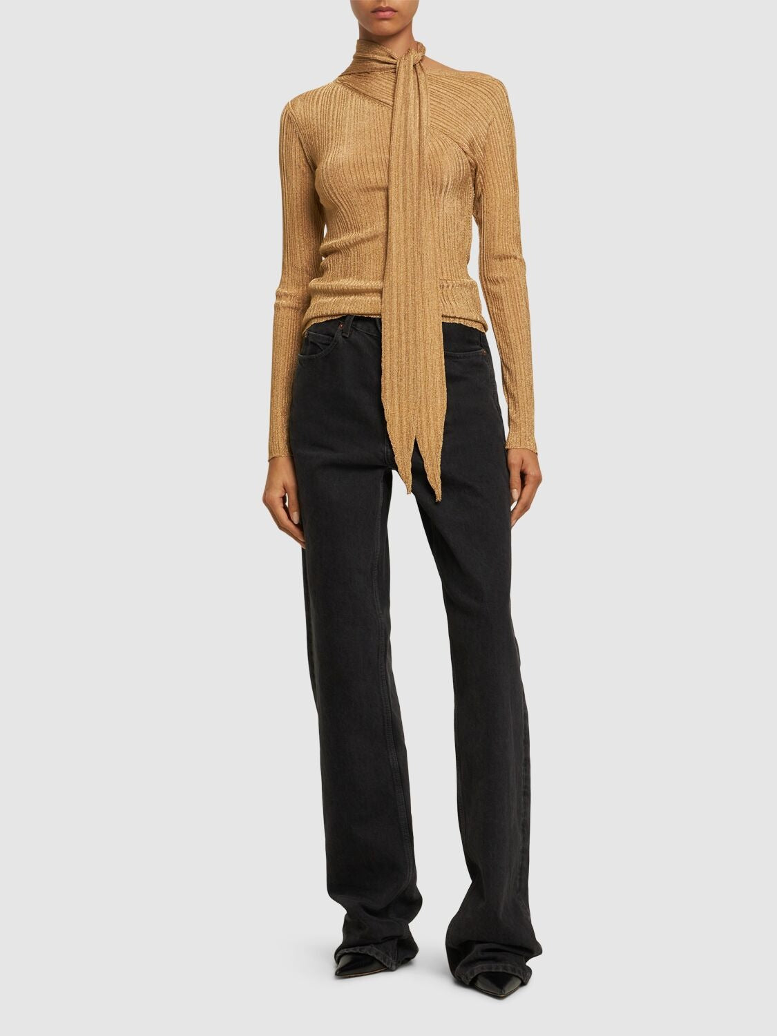 Pull à col cravate - Light Gold