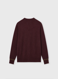 AMARANTH AND GREEN CUFF MICRO CHECK DETAIL CREWNECK