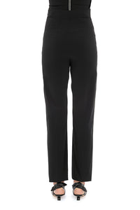 Pantalon taille haute à jambes droites en laine - Black