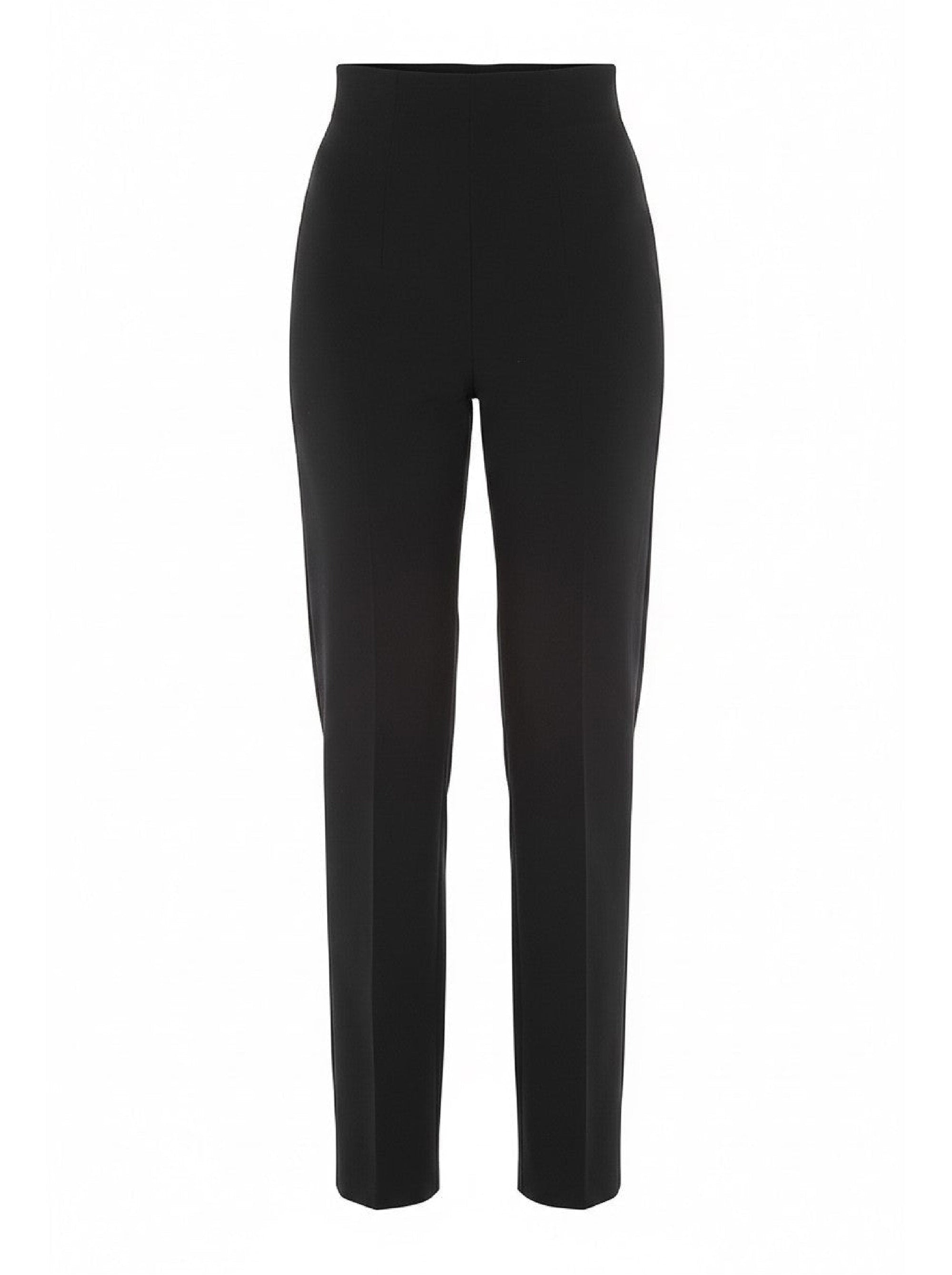 Pantalon taille haute à jambes droites en laine - Black
