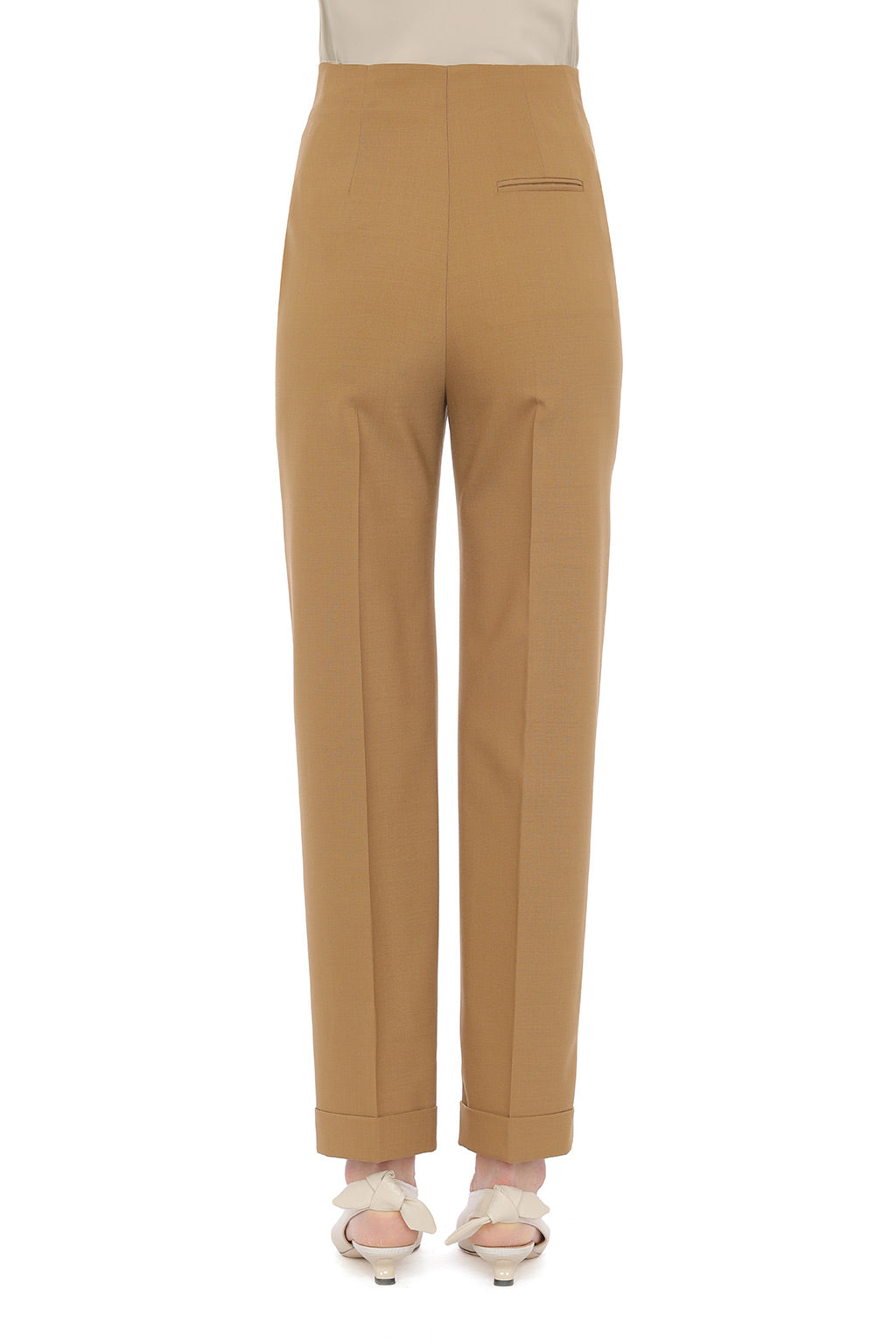 Straight-leg tailored trousers - Beige