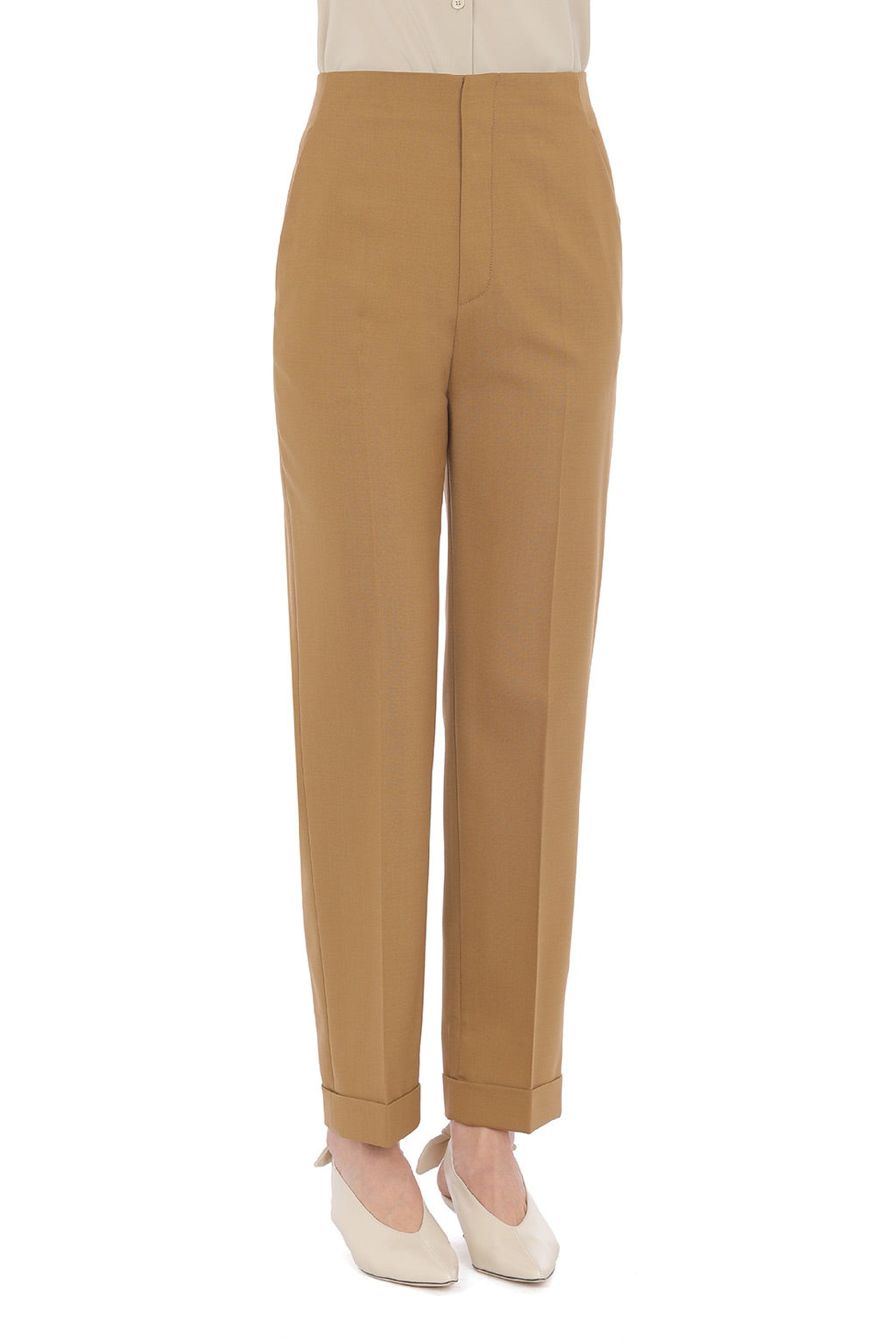 Straight-leg tailored trousers - Beige