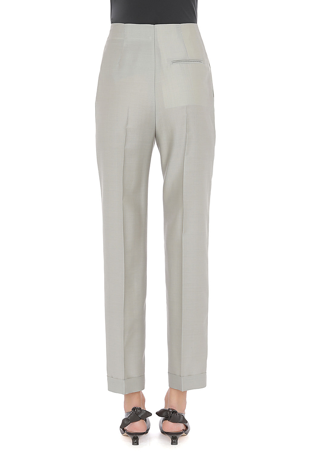 Pantalon droit avec revers en laine - Ice Grey