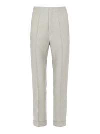 Pantalon droit avec revers en laine - Ice Grey