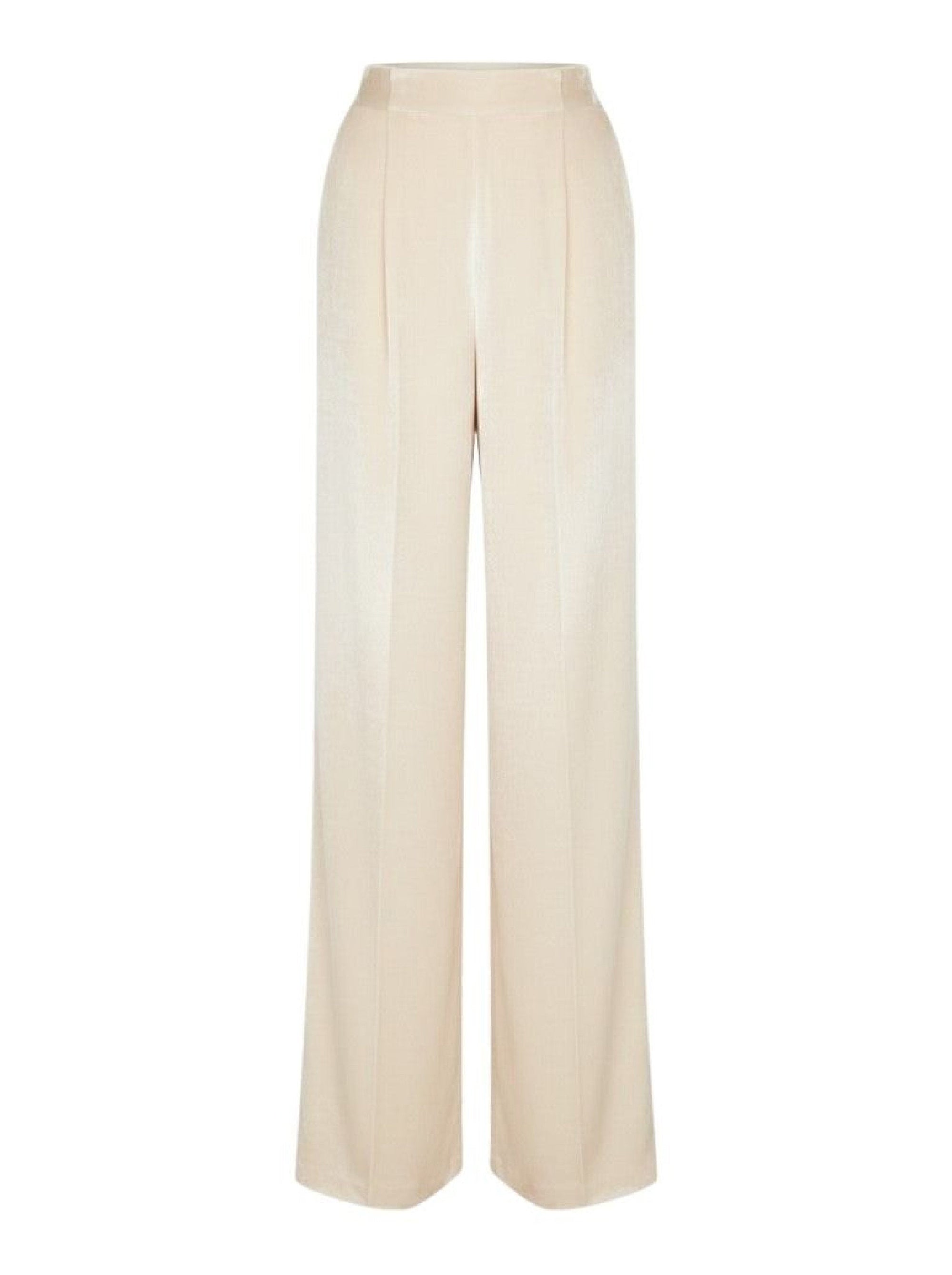 Shiny velvet trousers - Ivory