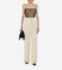 Shiny velvet trousers - Ivory
