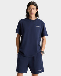 Serif Logo Gym Short - Navy & White