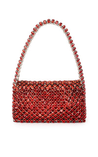 Small silk & rhinestone shoulder bag - Light Siam