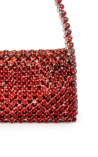 Small silk & rhinestone shoulder bag - Light Siam